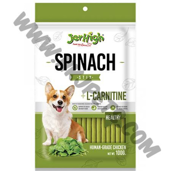 JerHigh 狗狗小食 Spinach Stix 菠菜條 (100克)