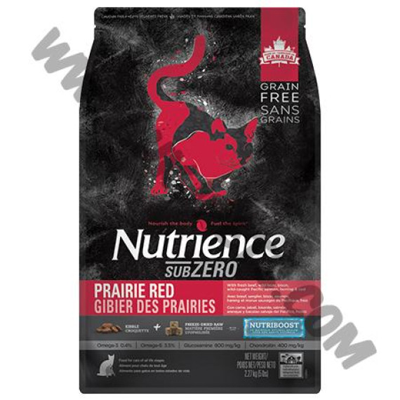 Nutrience Subzero系列 全貓 無穀物 Prairie Red 凍乾鮮牛肝拼紅肉，海魚配方 (紅，11磅)