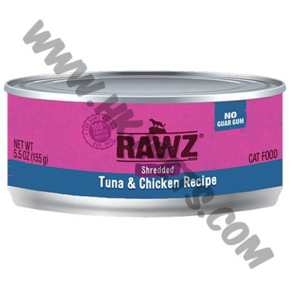 RAWZ 主食肉絲貓罐罐 吞拿魚，雞肉配方 (155克)