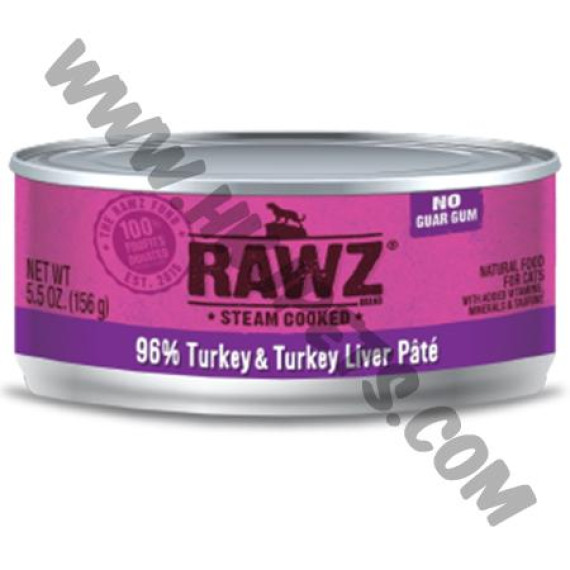 RAWZ 全貓96%肉醬罐 火雞肉，火雞肝配方 (155克)