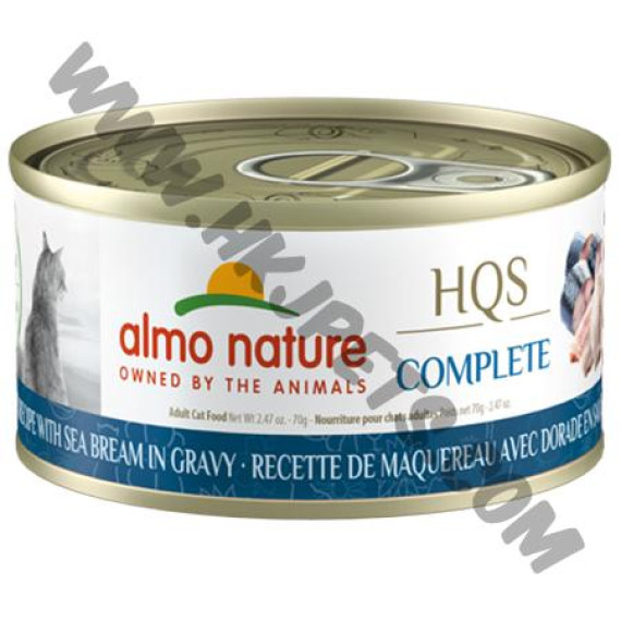 Almo Nature 貓咪主食罐 HQS  鯖魚鯛魚配方 (70克)