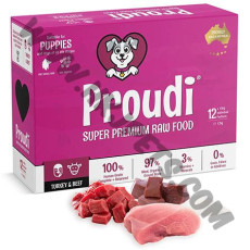 Proudi 急凍狗糧 幼犬 火雞牛肉 (100克 x12)