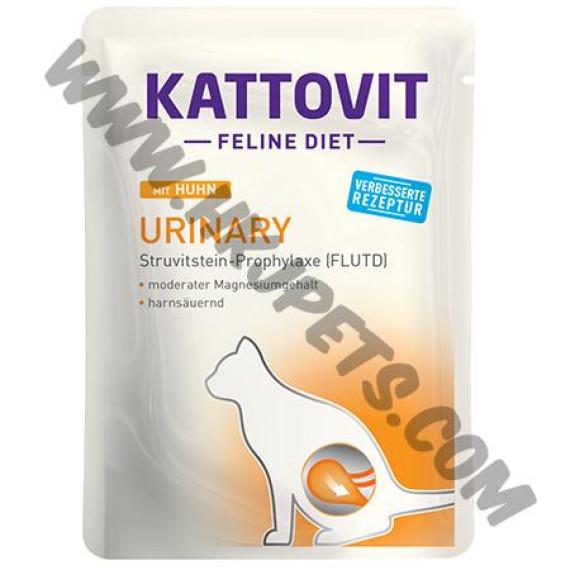 Kattovit Urinary 低鎂及添加硫酸鈣防尿石 貓濕包 雞肉配方 (橙/Huhn，(85克)