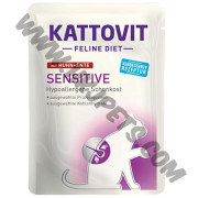 Kattovit Sensitive 無穀物無麩質單一蛋白低敏 貓濕包 雞肉拼鴨肉配方 (紅/Huhn+Ente，85克)