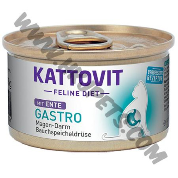 Kattovit Gastro 無麩質易消化低脂腸胃 貓罐罐 鴨肉配方 (紫/Ente，85克)