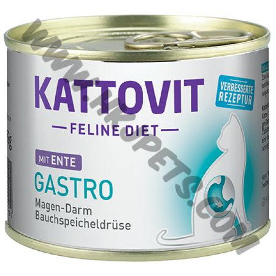 Kattovit Gastro 無麩質易消化低脂腸胃 貓罐罐 鴨肉配方 (紫/Ente，185克)