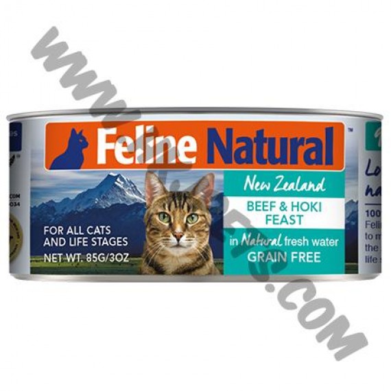 Feline Natural 貓罐頭 牛肉及藍尖尾鱈魚配方 (85克)